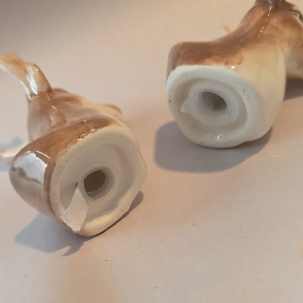 Ceramic Deer Head Mini Salt & Pepper Shakers - Brown and White NWOT
